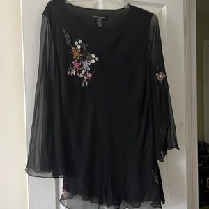 Black sheer sleeve top